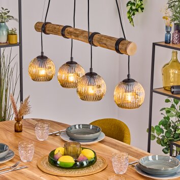 Ripoll Suspension, Boule lumineuse, Suspension Écru, Noir, 4 lumières