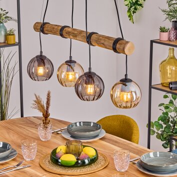 Koyoto Suspension, Boule lumineuse, Suspension Écru, Noir, 4 lumières