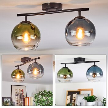 Koyoto Plafonnier, Boule lumineuse Bleu, Vert, Clair, 2 lumières