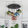 Koyoto Plafonnier, Boule lumineuse Bleu, Or, Vert, Clair, Cuivré, 5 lumières