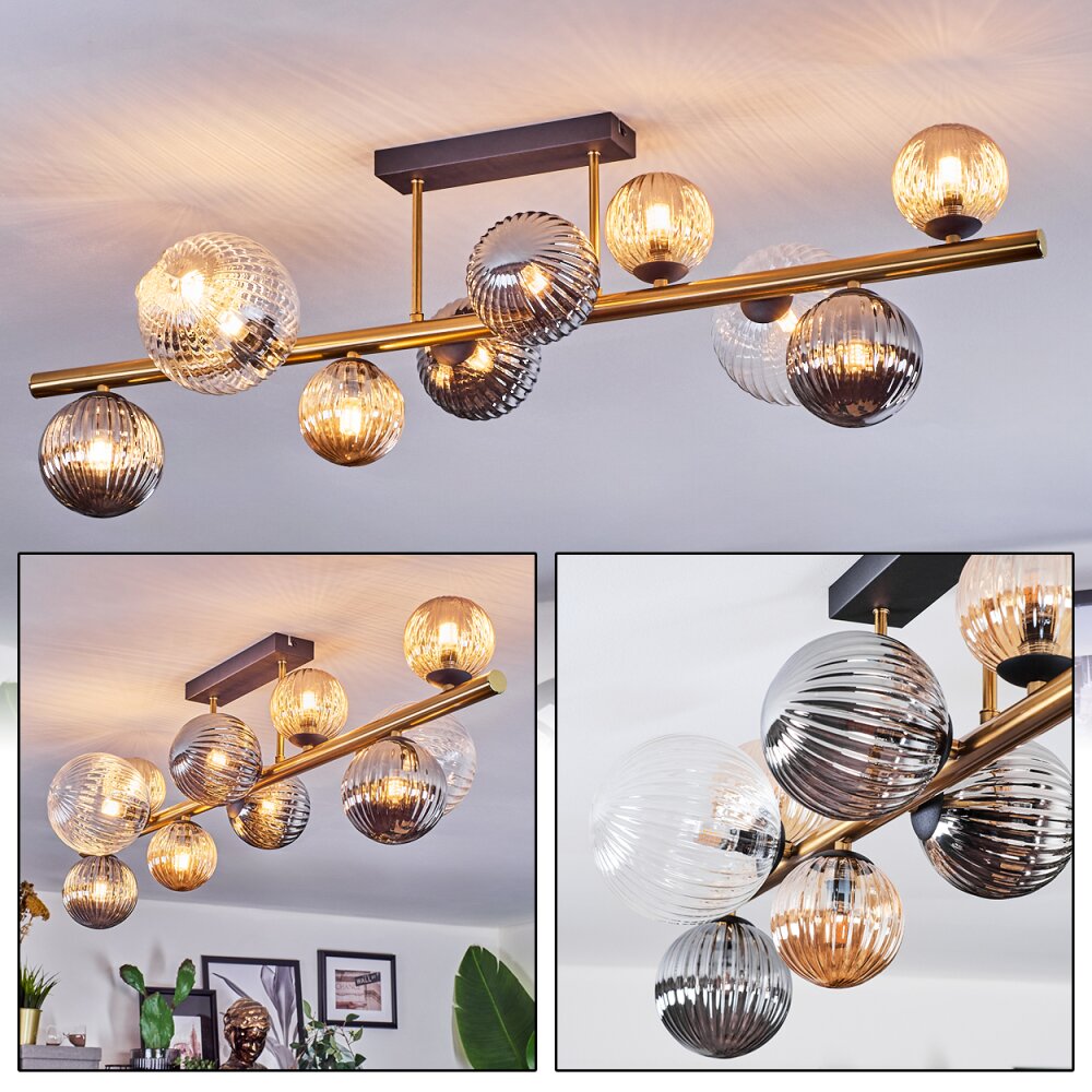 Chehalis Plafonnier, Boule lumineuse Or, Noir, 10 lumières main product photo