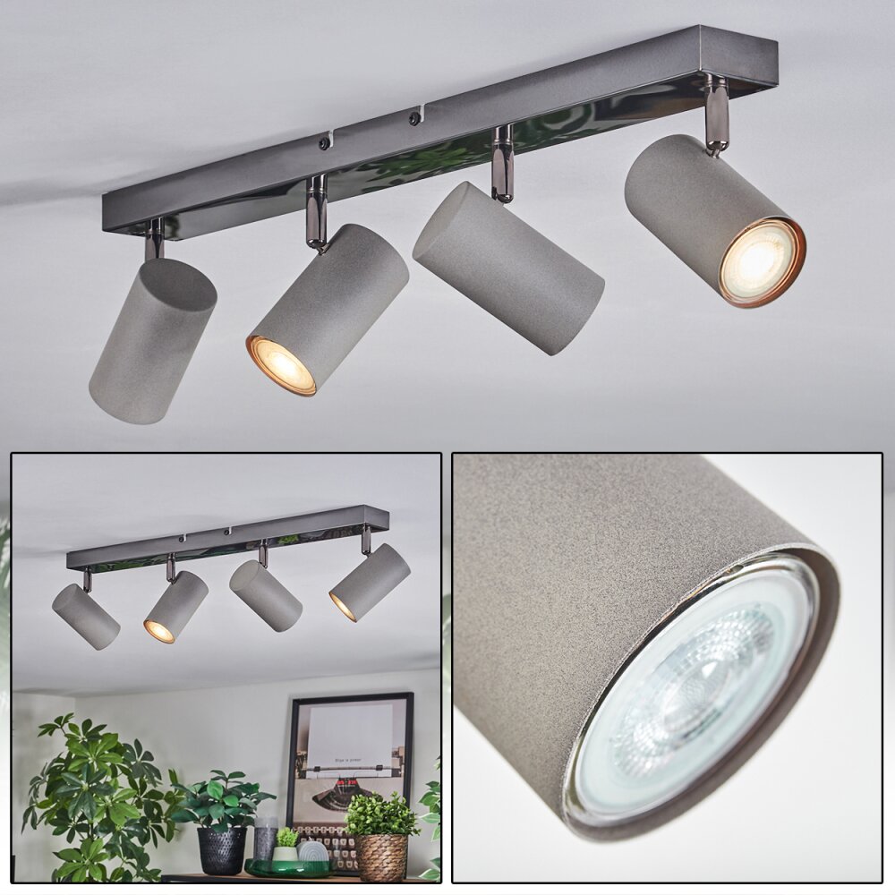 Javel Plafonnier, Spot de plafond Chrome, Gris, Noir, 4 lumières main product photo