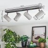 Javel Plafonnier, Spot de plafond Chrome, Gris, Noir, 4 lumières