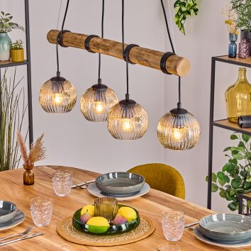 Ripoll Suspension, Boule lumineuse, Suspension Écru, Noir, 4 lumières