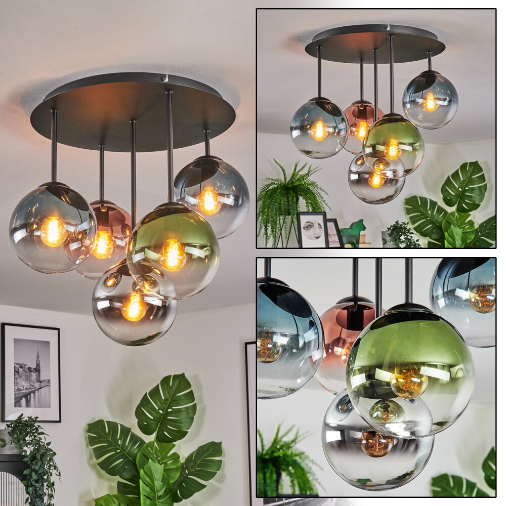 Gastor Plafonnier, Boule lumineuse 37 cm Bleu, Chrome, Vert, Clair, Cuivré, Fumé, 5 lumières main product photo