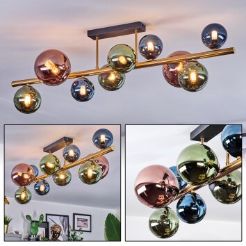 Chehalis Plafonnier, Boule lumineuse Or, Noir, 10 lumières Chehalis Plafonnier, Boule lumineuse Or, Noir, 10 lumières