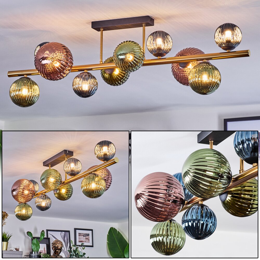 Chehalis Plafonnier, Boule lumineuse Or, Noir, 10 lumières main product photo