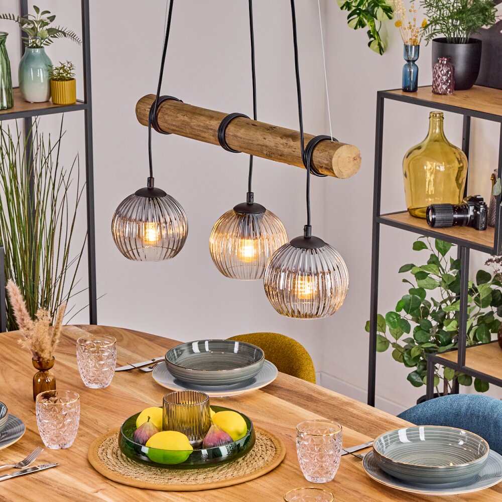 Koyoto Suspension, Boule lumineuse, Suspension Écru, Noir, 3 lumières main product photo