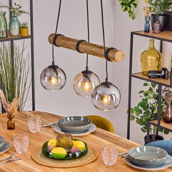 Koyoto Suspension, Boule lumineuse, Suspension Écru, Noir, 3 lumières
