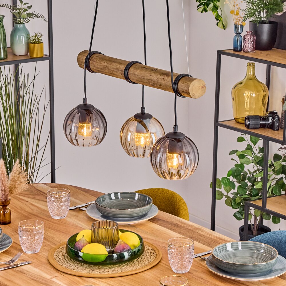 Koyoto Suspension, Boule lumineuse, Suspension Écru, Noir, 3 lumières main product photo