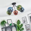 Koyoto Plafonnier, Boule lumineuse 52 cm Bleu, Vert, Cuivré, 5 lumières