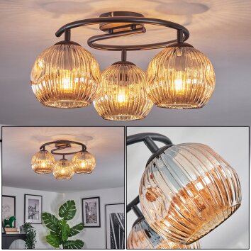 Ripoll Plafonnier, Boule lumineuse Ambre, 3 lumières