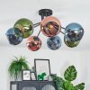Koyoto Plafonnier, Boule lumineuse 82 cm Bleu, Vert, Cuivré, 7 lumières
