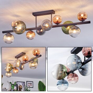 Chehalis Plafonnier, Boule lumineuse Bleu, Vert, Clair, Cuivré, 10 lumières