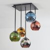 Koyoto Plafonnier, Boule lumineuse Bleu, Chrome, Or, Vert, Cuivré, Fumé, 5 lumières