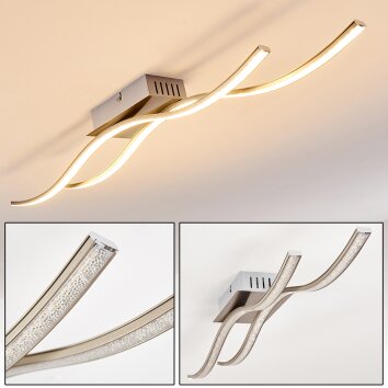 Plafonnier Kalandi LED Nickel mat, 2 lumières