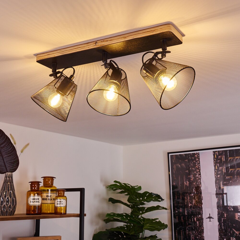 Plafonnier Panaguá Bois clair, Noir, 3 lumières main product photo