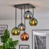 Koyoto Plafonnier, Boule lumineuse Bleu, Vert, Cuivré, 5 lumières