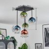 Koyoto Plafonnier, Boule lumineuse Bleu, Vert, Clair, Cuivré, 5 lumières
