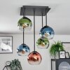 Koyoto Plafonnier, Boule lumineuse Bleu, Vert, Clair, Cuivré, 5 lumières