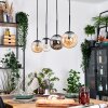 Gastor Suspension, Boule lumineuse, Suspension Ambre, Clair, Fumé, 4 lumières