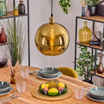 Koyoto Suspension, Boule lumineuse, Suspension Or, 1 lumière