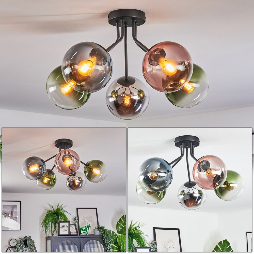 Gastor Plafonnier, Boule lumineuse 52 cm Bleu, Chrome, Vert, Clair, Cuivré, Fumé, 5 lumières main product photo