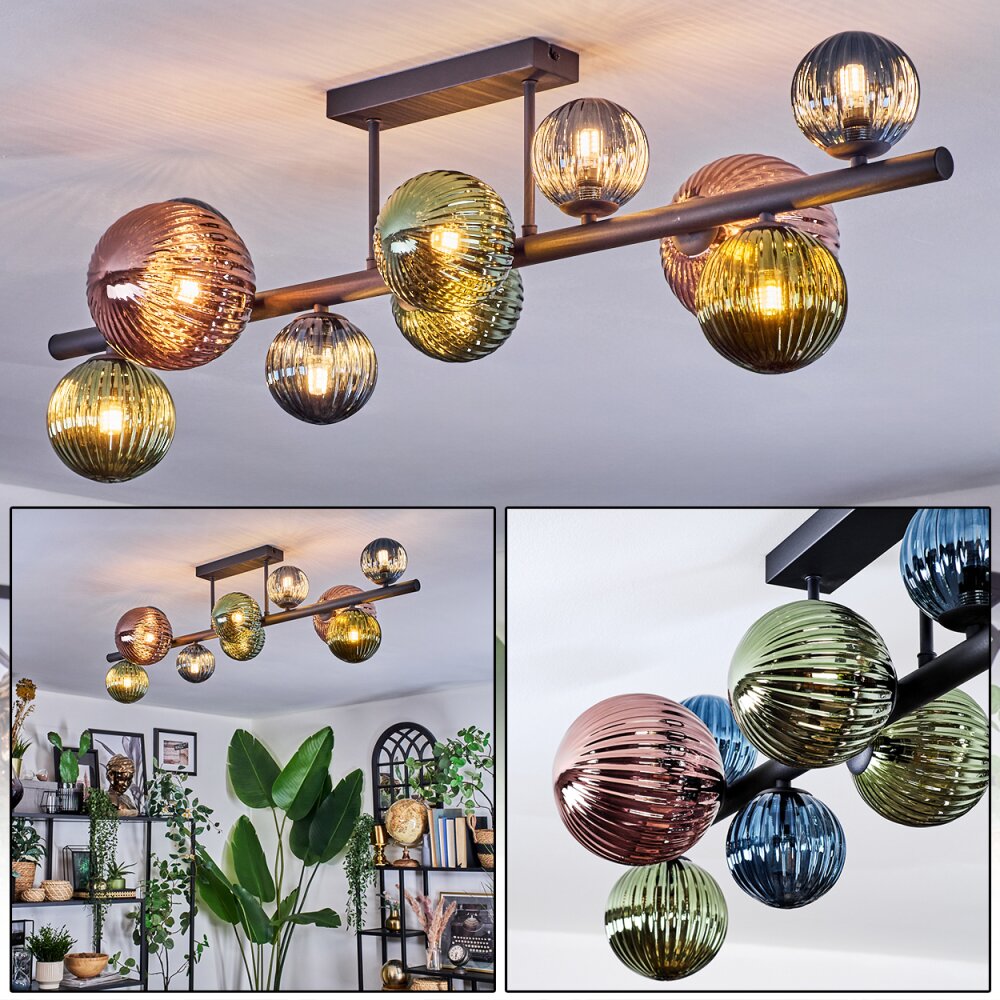 Chehalis Plafonnier, Boule lumineuse Bleu, Vert, Cuivré, 10 lumières main product photo