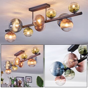 Chehalis Plafonnier, Boule lumineuse Bleu, Vert, Clair, Cuivré, 10 lumières