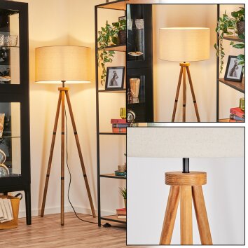 Flemming Lampadaire Bois foncé, Noir, 1 lumière