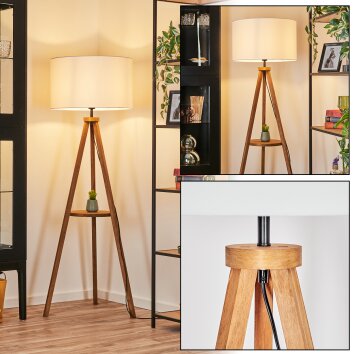 Flemming Lampadaire Bois foncé, Noir, 1 lumière
