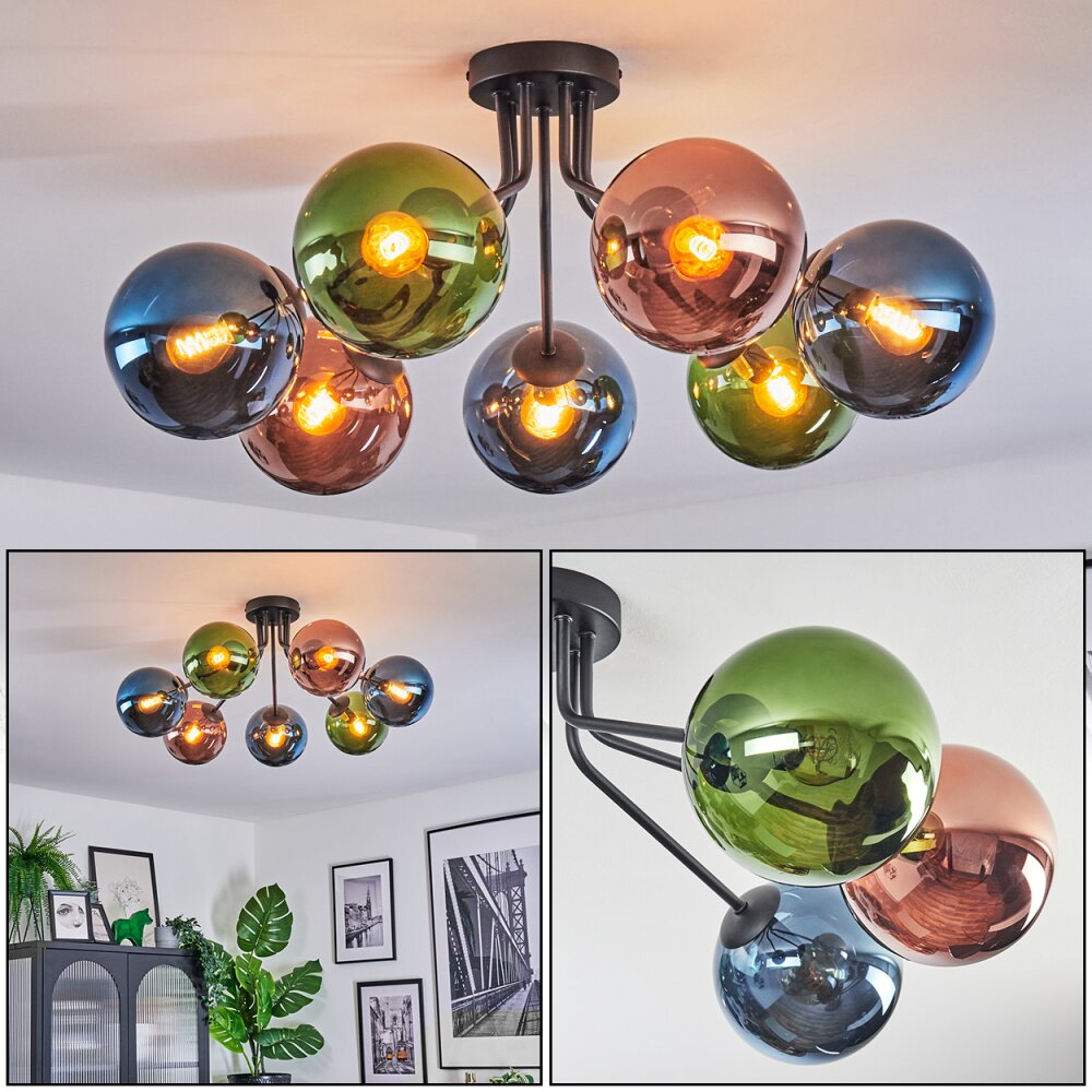 Gastor Plafonnier, Boule lumineuse 82 cm Bleu, Vert, Cuivré, 7 lumières main product photo