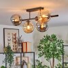 Gastor Plafonnier, Boule lumineuse Ambre, Clair, Fumé, 5 lumières