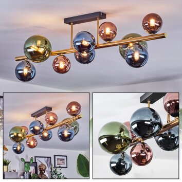 Chehalis Plafonnier, Boule lumineuse Or, Noir, 10 lumières Chehalis Plafonnier, Boule lumineuse Or, Noir, 10 lumières