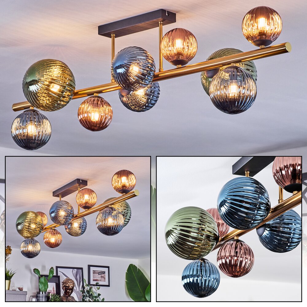 Chehalis Plafonnier, Boule lumineuse Or, Noir, 10 lumières main product photo