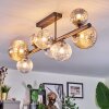 Chehalis Plafonnier, Boule lumineuse Ambre, Clair, Fumé, 8 lumières