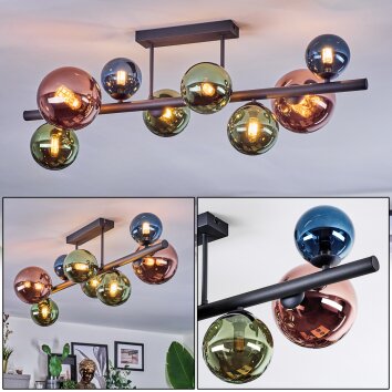 Chehalis Plafonnier, Boule lumineuse Bleu, Vert, Cuivré, 8 lumières