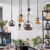 Koyoto Suspension, Boule lumineuse, Suspension Ambre, Chrome, Clair, Fumé, 6 lumières