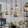 Koyoto Suspension, Boule lumineuse, Suspension Ambre, Chrome, Clair, Fumé, 6 lumières