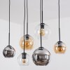 Koyoto Suspension, Boule lumineuse, Suspension Ambre, Chrome, Clair, Fumé, 6 lumières