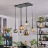 Koyoto Suspension, Boule lumineuse, Suspension Ambre, Chrome, Clair, Fumé, 6 lumières