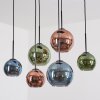 Koyoto Suspension, Boule lumineuse, Suspension Bleu, Vert, Cuivré, 6 lumières