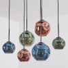 Ripoll Suspension, Boule lumineuse, Suspension Bleu, Vert, Cuivré, 6 lumières