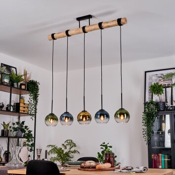 Koyoto Suspension, Boule lumineuse, Suspension Écru, Noir, 5 lumières