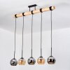 Koyoto Suspension, Boule lumineuse, Suspension Écru, Noir, 5 lumières