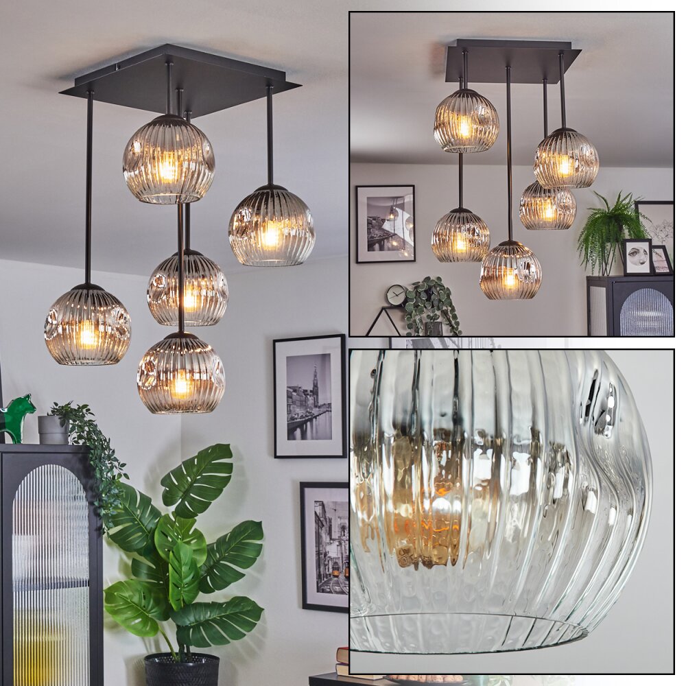 Ripoll Plafonnier, Boule lumineuse Chrome, Clair, Fumé, 5 lumières main product photo