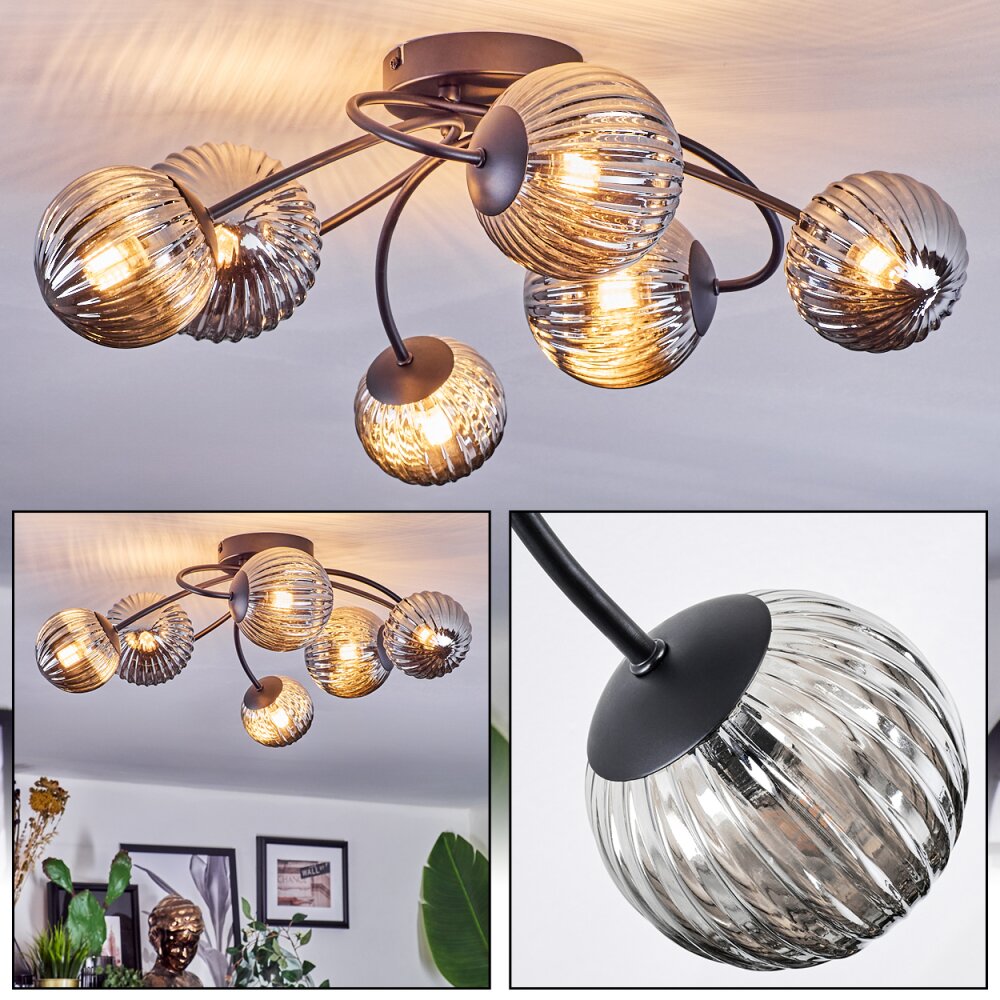 Chehalis Plafonnier, Boule lumineuse Fumé, 6 lumières main product photo