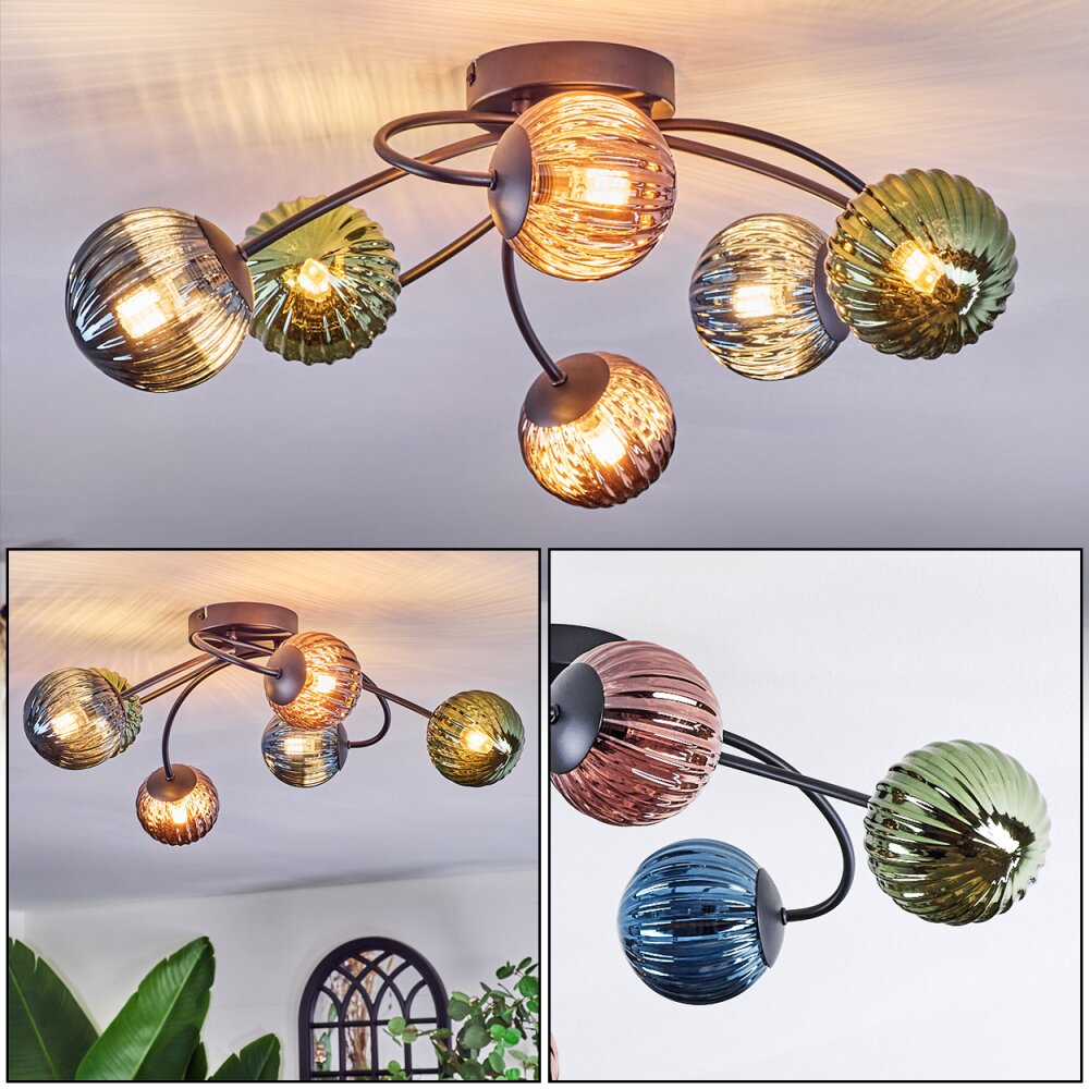Chehalis Plafonnier, Boule lumineuse 56 cm Bleu, Vert, Cuivré, 6 lumières main product photo
