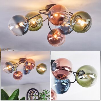 Chehalis Plafonnier, Boule lumineuse 56 cm Bleu, Vert, Clair, Cuivré, 6 lumières Chehalis Plafonnier, Boule lumineuse 56 cm Bleu, Vert, Clair, Cuivré, 6 lumières