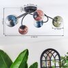 Chehalis Plafonnier, Boule lumineuse 56 cm Bleu, Vert, Clair, Cuivré, 6 lumières